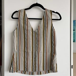 Theory | Striped v-neck shell tank top